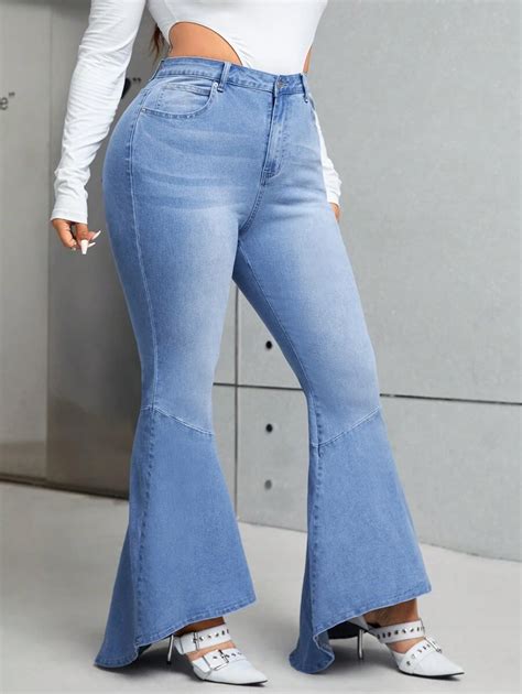 Shein Icon Plus Size Flared Jeans Shein Usa