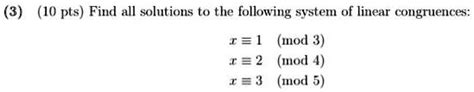 SOLVED 10 Pts Find All Solutions To The Following System Of Linear