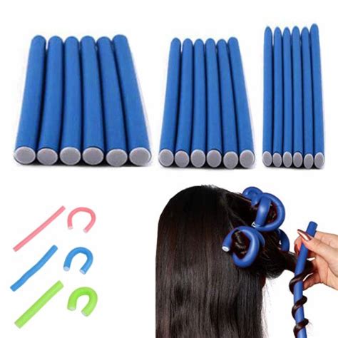 18 Soft Foam Cushion Hair Rollers Curlers Flexi Rods Hair Care Styling