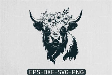 Highland Cow Svg Floral Highland Cow Svg Graphic By Uzzalroyy