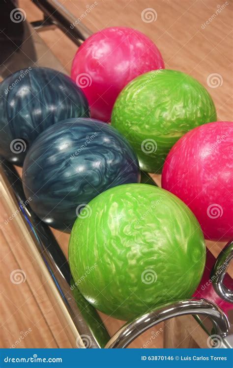 Colorful Bowling Balls Stock Photo Image Of Path Track 63870146