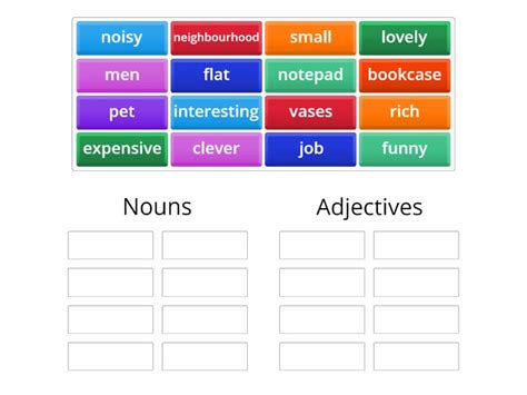 Nouns And Adjectives Ordenar Por Grupo