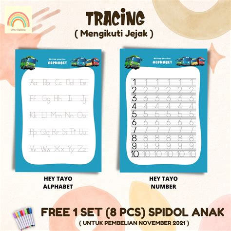 Jual Tracing Hey Tayo Abc Alphabet Number Mainan Edukasi Anak