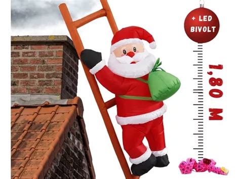 Boneco Inflável Papai noel Gigante Escada Enfeite Natal 180m