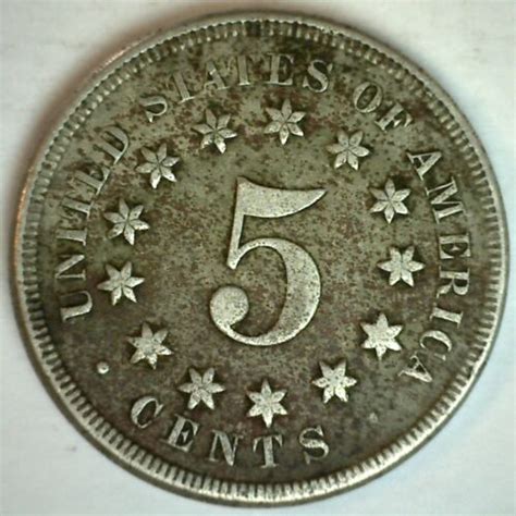 Shield Five Cents Copper Nickel Coin No Rays Variety C Us Type