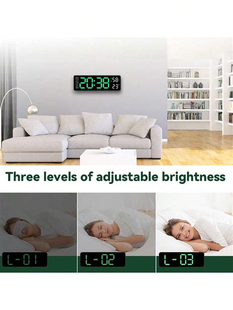 1 pièce Grande horloge murale LED minimaliste montée au mur ou