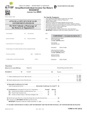 Fillable Online N Sf Rev Simplified Individual Income Tax