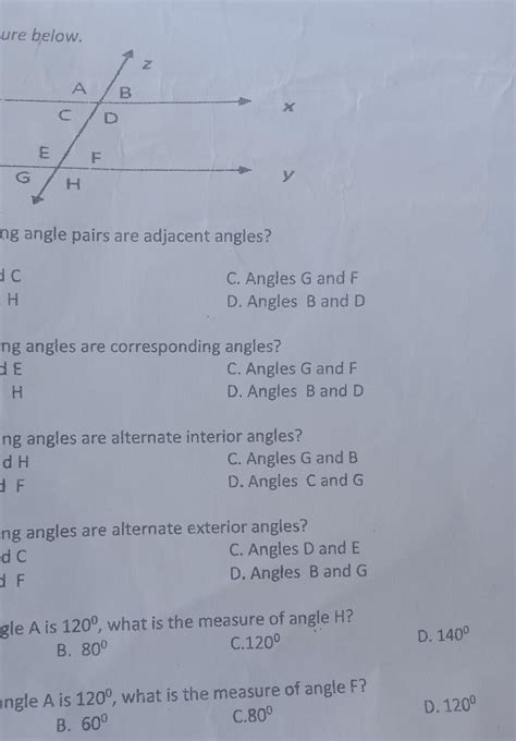 If The Measure Of Angle A Is Degree What Is The Measure Of Angle H