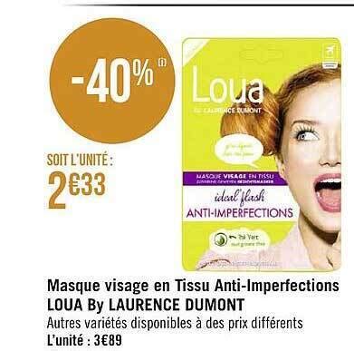 Promo Masque Visage En Tissu Anti Imperfections Loua By Laurence Dumont