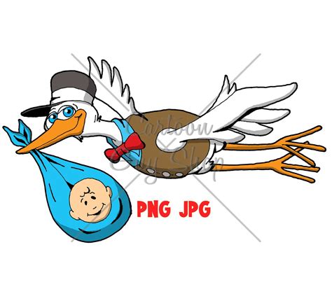 Stork Baby Boy PNG JPG Cartoon Stork Clipart Digital Download. - Etsy