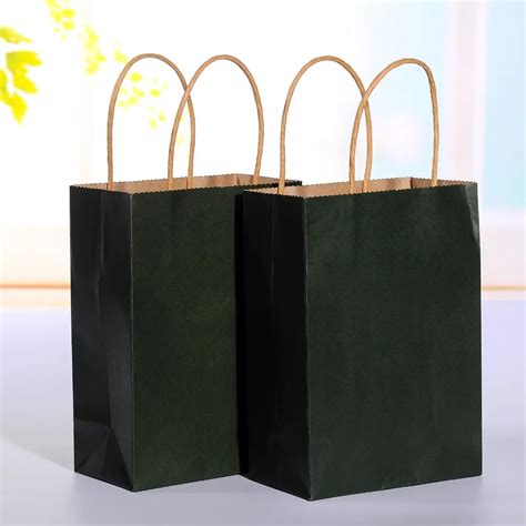 Aliexpress Buy Pcs Lot Dark Green Kraft Paper Bag With Handle