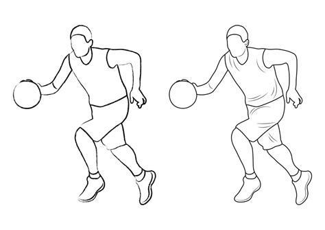 Hand Drawn Drawing Sketch Outline Silhouette Figures Of An Athlete