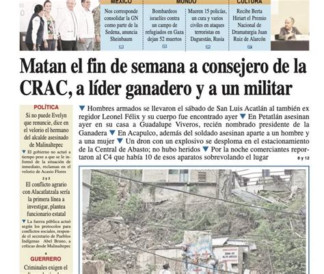 El Sur Peri Dico De Guerrero Portada De Este De Junio De El