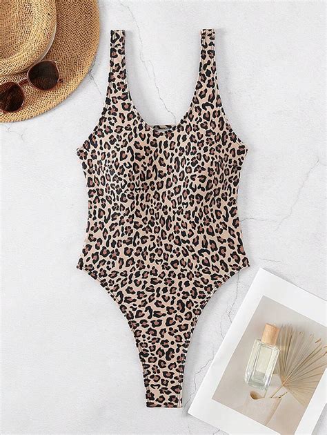 SHEIN Swim SXY Bañador una pieza con estampado de leopardo Moda de