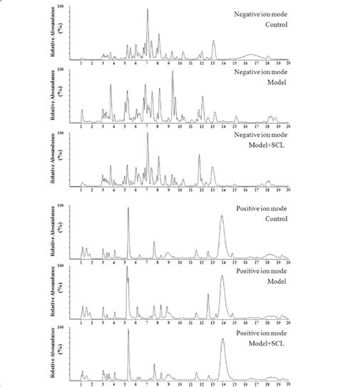 Base Peak Intensity Bpi Chromatograms Obtained From The Negative And