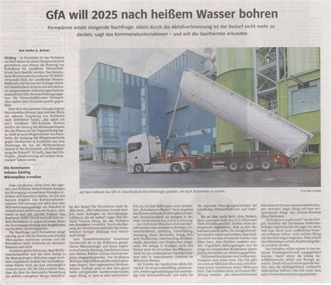 Energiequelle Geothermie GfA Gemeinsames Kommunalunternehmen für