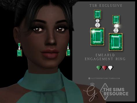 The Sims Resource Emerald Engagement Earrings