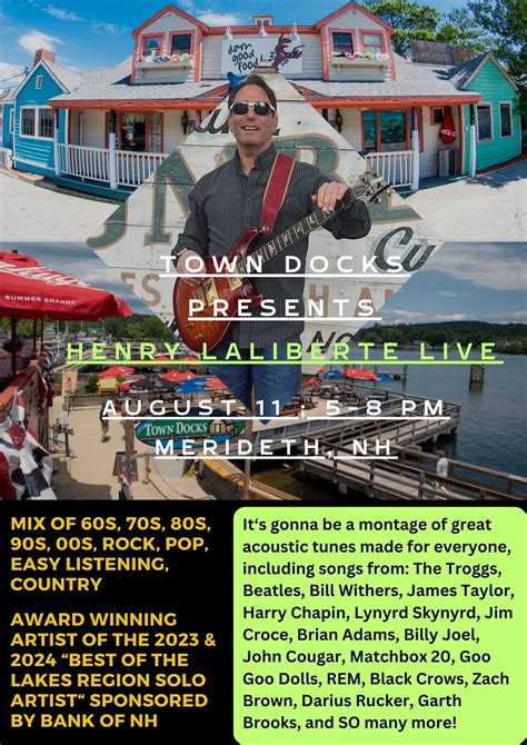 Henry Laliberte Live Solo Town Docks Restaurant Meredith Nh Town