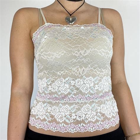 Y2k Lace Cami Top Fits Like A Medium Vintage Y2k Depop