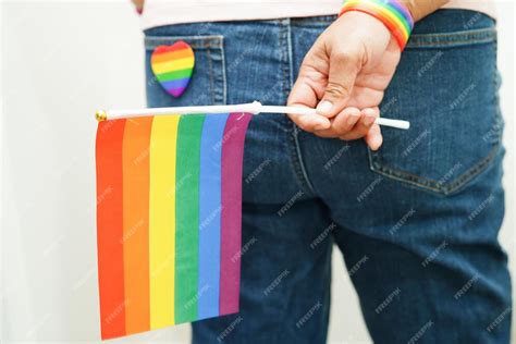 Premium Photo Asian Woman With Rainbow Flag Lgbt Symbol Rights And