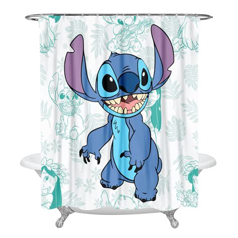 Lilo Stitch Shower Curtain Set Cartoon Printed Home Decor Curtain