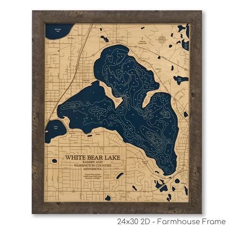White Bear Lake Map White Bear Lake Custom Wood Map 3D Wall | Etsy