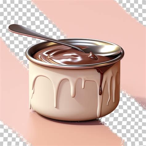 Crème Au Chocolat Et Cuillère Sur Fond Transparent PSD Premium