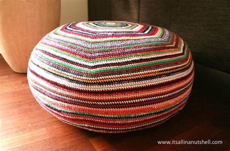 Colorful Striped Crochet Pouf | AllFreeCrochet.com