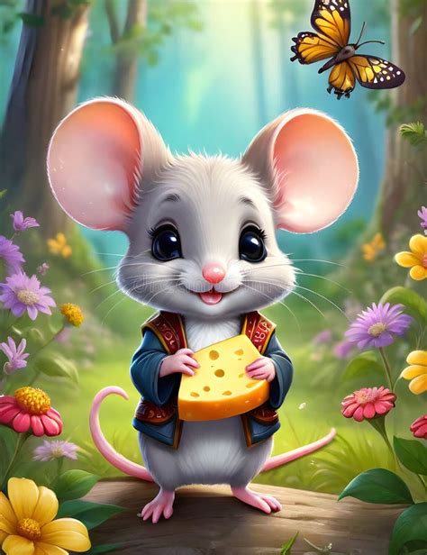 A Cute And Adorable Mice Holding A Cheese On Its Hands At A Stunning