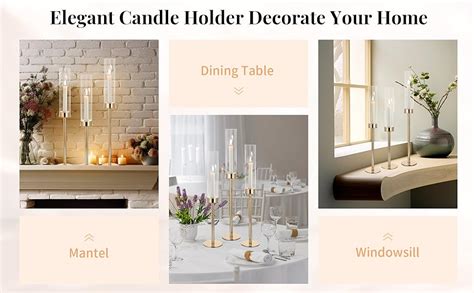 Nuptio Hurricane Glass Candle Holders 6 Set 60 And 55 And50 Cm Tall Gold Metal Candlestick Holder