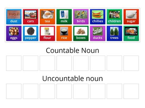 Countable And Uncountable Noun Group Sort