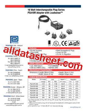 Psa R Datasheet Pdf Phihong Usa Inc