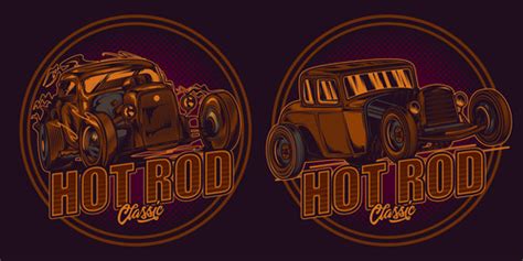 Neon American Classic Hot Rod Royalty Free Vector Image