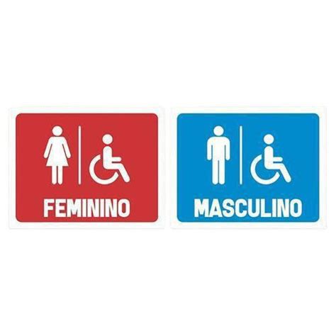 Placa De Banheiro Masculino E Feminino Conjunto 36x46 Sinalizo