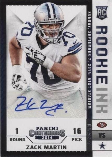 Panini Contenders Rookie Ink Zack Martin Au Rc For Sale