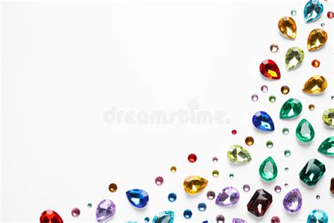 Different Beautiful Gemstones On White Background Stock Photo Image