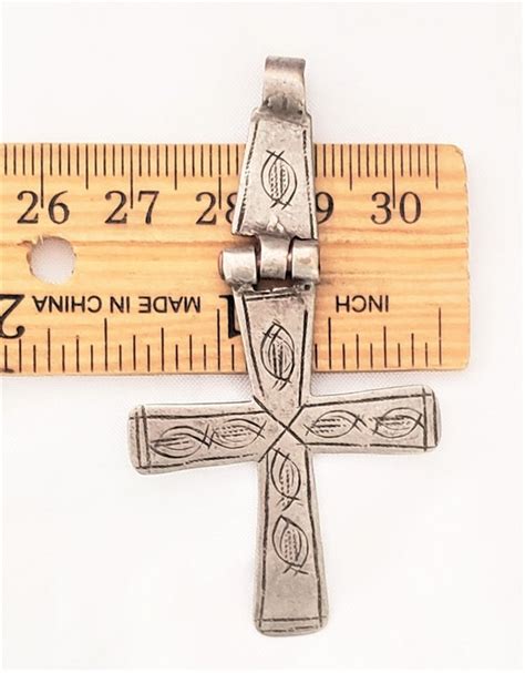 Antique Silver Ethiopian Orthodox Coptic Hinged Cross Gem