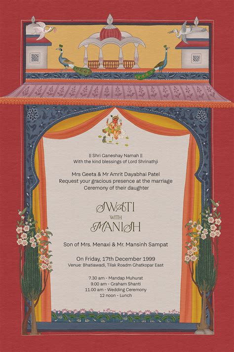 Wedding Invitation Pichwai Indian Miniature Painting On Behance