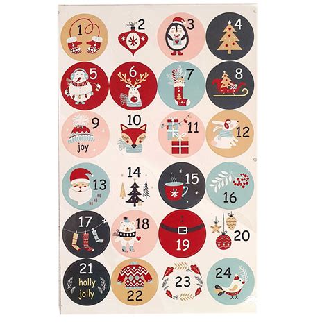 Stickers Calendrier De L Avent Aux Couleurs Tendres