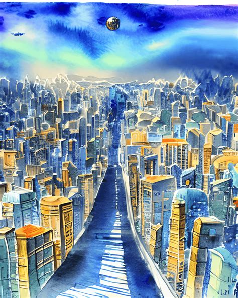 Heavenly City Watercolor Illustration · Creative Fabrica