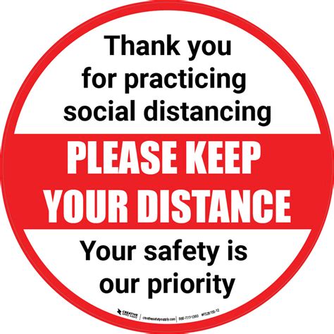 Social Distancing Please Keep Your Distance Circle Floor Sign