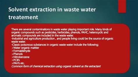 Applications of solvent extraction