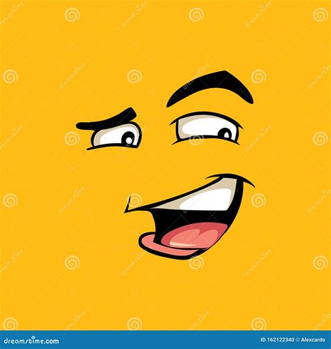 Funny Avatar Cunning Emoji Flat Vector Illustration Stock Vector