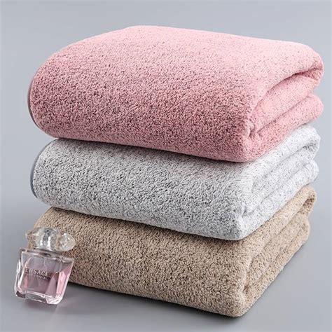 1pc Bamboo Carbon Solid Color Home Day Shower Towel Adult Coral Fleece