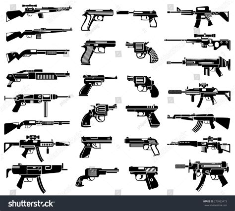 Gun Icons Set Stock Vector Illustration 270933473 Shutterstock