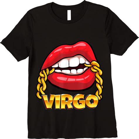 Trends Juicy Lips Gold Chain Virgo Zodiac Sign T Shirts Tees Design