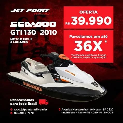 Jet Ski Sea Doo Gti 130 2010 3 Lugares Parcelamos 36x Barcos E