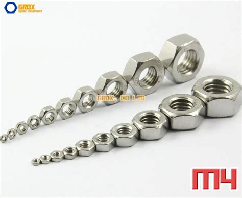 200 Pieces M4 304 Stainless Steel Metric Thread Hexagon Full Nuts Din 934 In Nuts From Home