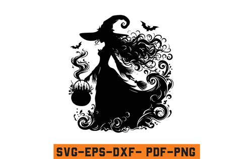 Halloween Witch Silhouette Vector Svg Graphic By Craftabledesign