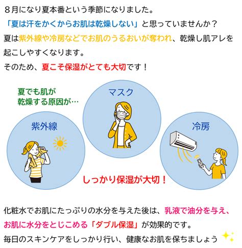 夏こそ保湿！汗をかいてもしっかりスキンケア 古河ヤクルト販売株式会社